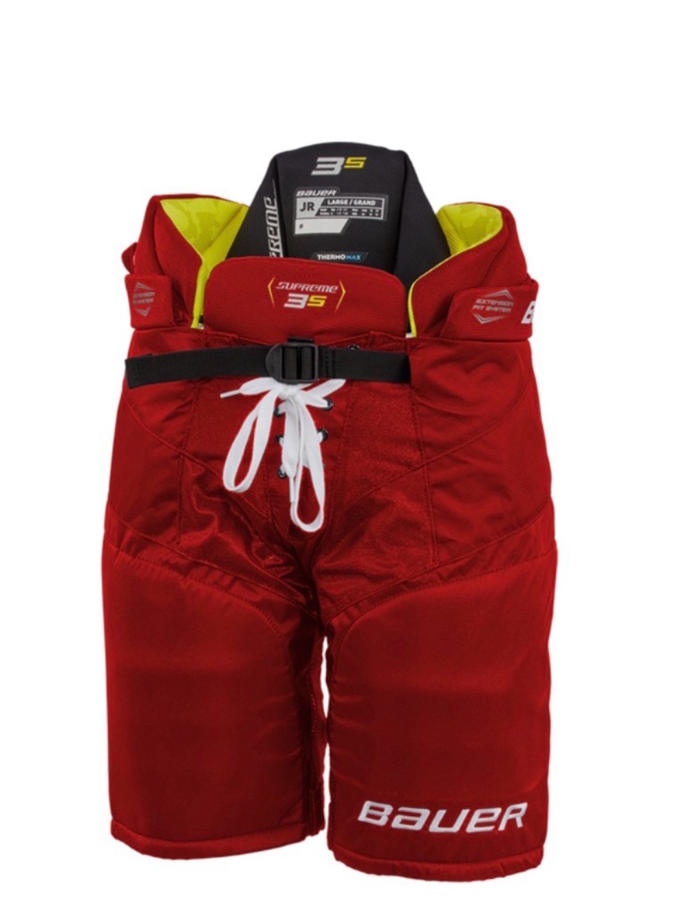 Bauer Red Hockey Pants with Neon Yellow Lining size Junior Medium used